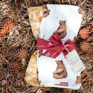 Gold Floral Organic Cotton Muslin Two-Piece Burp Cloth Set