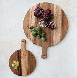 Suar Wood Cheese/Cutting Board w/ Handle, Natural