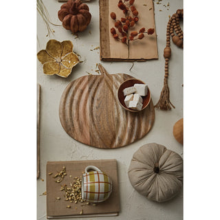 15"L x 11-1/4"W Mango Wood Pumpkin Shaped Cheese/Serving Board, Natural