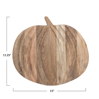 15"L x 11-1/4"W Mango Wood Pumpkin Shaped Cheese/Serving Board, Natural