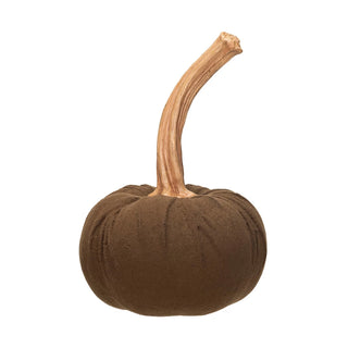 Flocked Resin Pumpkin, Brown (2 sizes)