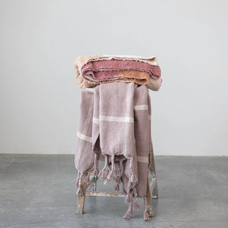 Woven Cotton Slub Throw w/ Stripes