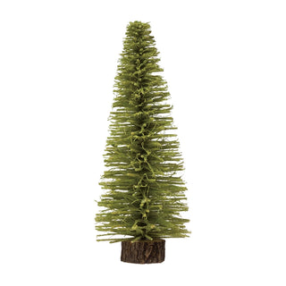 6-1/4" Round x 14"H Sisal Bottle Brush Tree with Wood Slice Base, Chartreuse