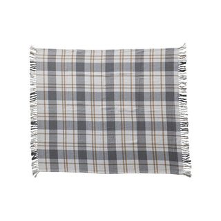 Brushed Cotton Flannel Throw w/ Fringe, Multi Color Plaid