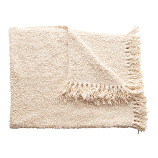 Cream Boucle Throw Blanket