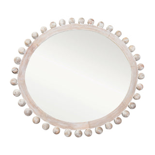 Whitewashed Round Wood Mirror