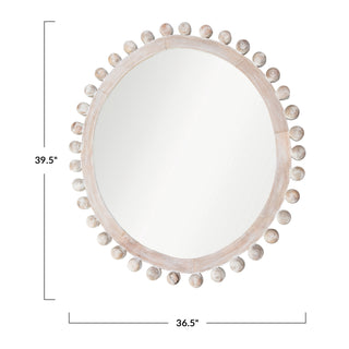 Whitewashed Round Wood Mirror