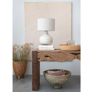 Whitewashed Bamboo Table Lamp