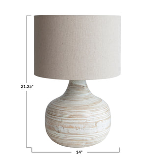Whitewashed Bamboo Table Lamp