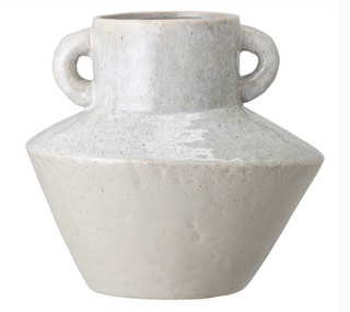 8-3/4"H Stoneware Vase with Reactive Glaze, Light Grey