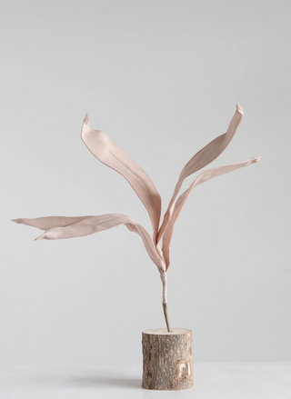 Blush Faux Reed Leaf Stem
