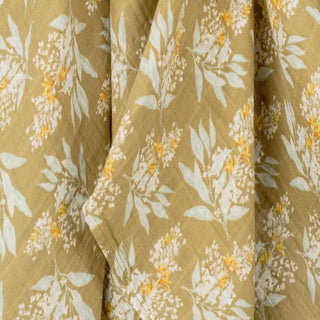 Gold Floral Organic Cotton Muslin Two-Piece Burp Cloth Set