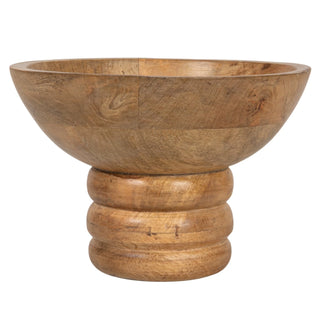 Ribbed Mango Wood Footed Bowl