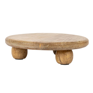 Hand-Carved Mango Wood Pedestal, Natural