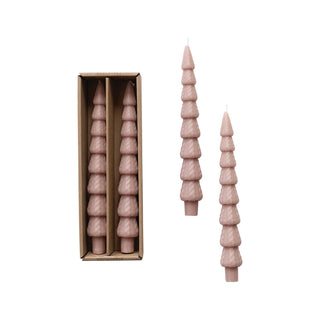 Unscented Tree Shaped Taper Candles in Box, Khaki Color