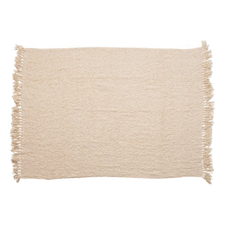 Cream Boucle Throw Blanket