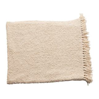 Cream Boucle Throw Blanket